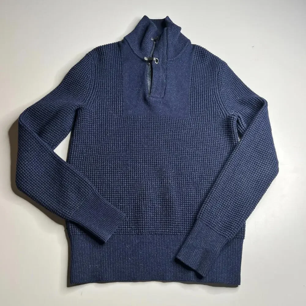 Banana Republic Men’s Waffle Knit Half Zip Sweater Blue Size M